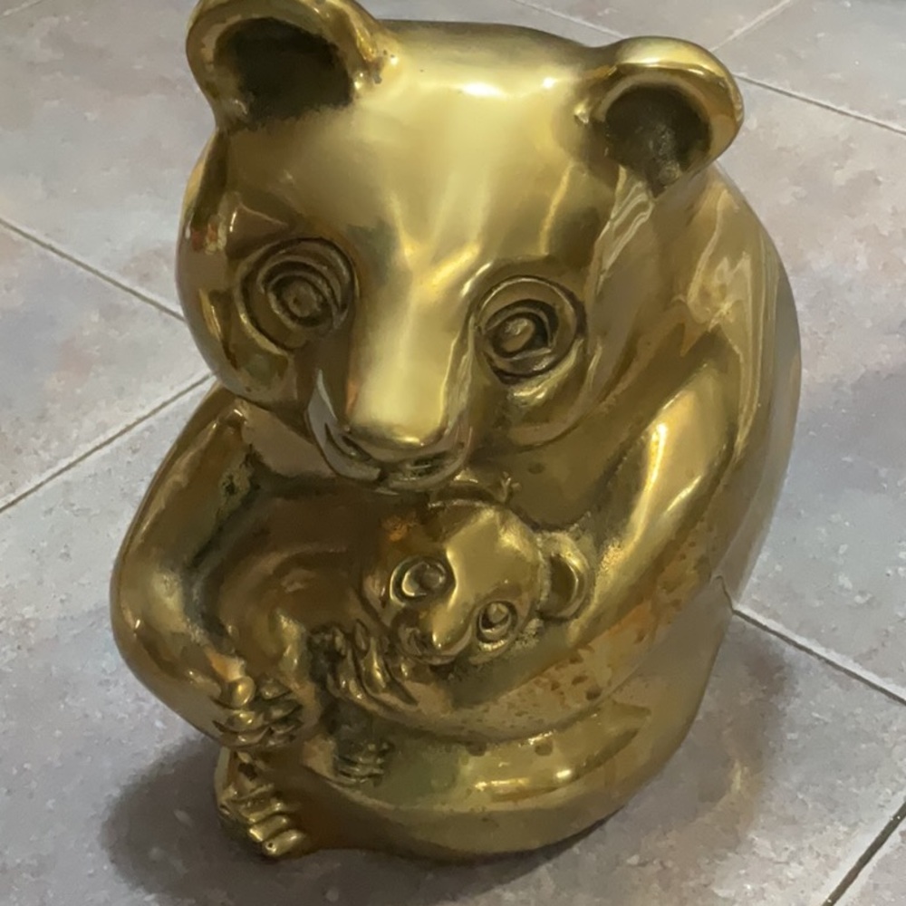 Brass Panda Bear Sculpture Big Brass piece.